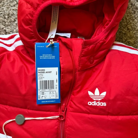 Adidas Kids Adicolor Jacket NWT Size 6/7 Red - Picture 6 of 6